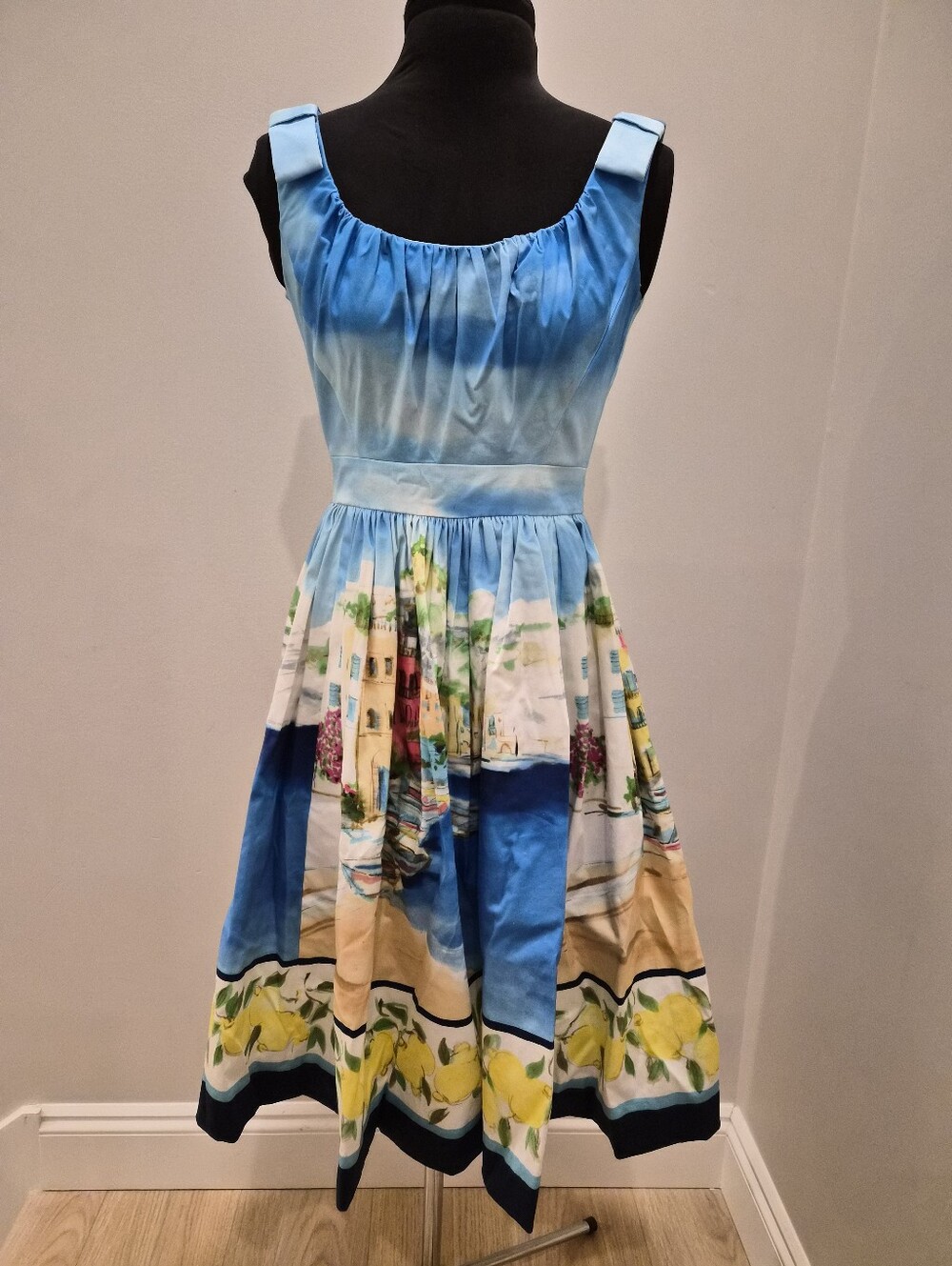 kate spade Blue and Yellow Mediterranean Print Midi Dress